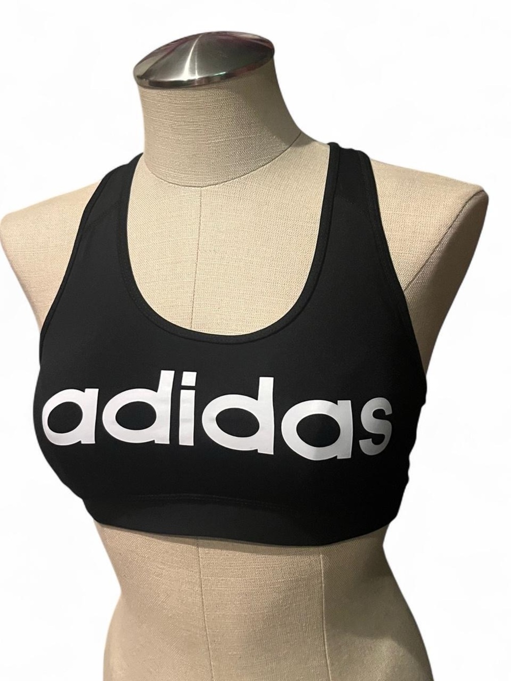 adidas Black Sports Bra with White Logo